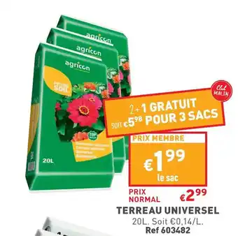 Trafic Terreau universel offre