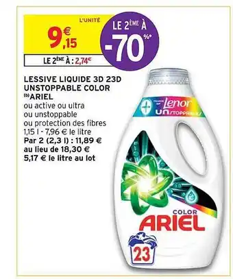 Intermarché Hyper Lessive liquide 3d 23d ariel offre