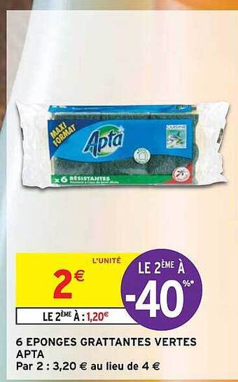 Intermarché Hyper 6 éponges grattantes vertes apta offre
