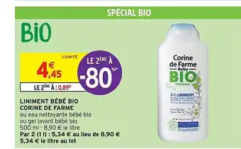 Intermarché Hyper Liniment bébé bio corine de farme offre
