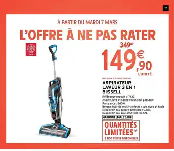Intermarché Hyper Aspirateur laveur 3 en 1 bissell offre
