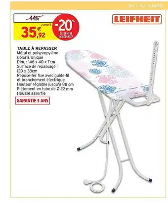 Intermarché Hyper Table à repasser leifheit offre