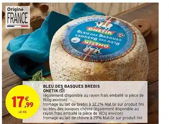 Intermarché Hyper Bleu des basques brebis onetik offre