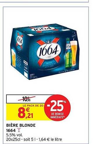 Intermarché Hyper Bière blonde 1664 offre