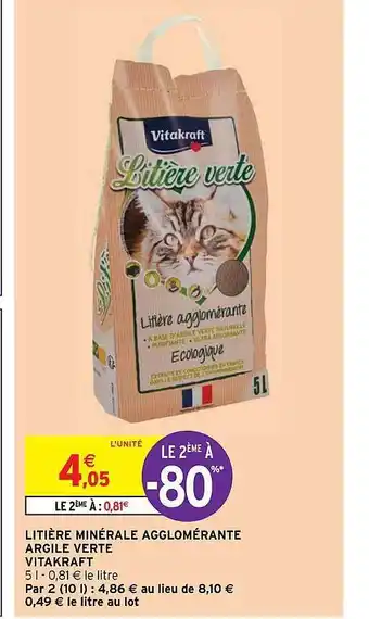 Intermarché Hyper Litière minérale agglomérante argile verte vitakraft offre