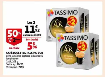 Auchan Café dosettes tassimo l'or offre