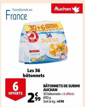 Auchan Bâtonnets de surimi auchan offre