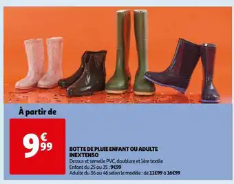 Promo Botte de pluie enfant ou adulte inextenso chez Auchan