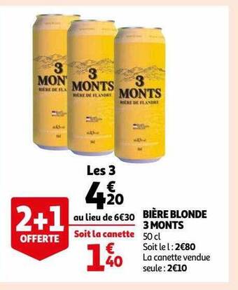 Auchan Bière blonde 3 monts offre