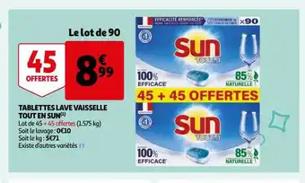 Auchan Tablettes lave vaisselle tout en 1 sun offre