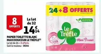 Auchan Papier toilette blanc maxi douceur le trèfle offre