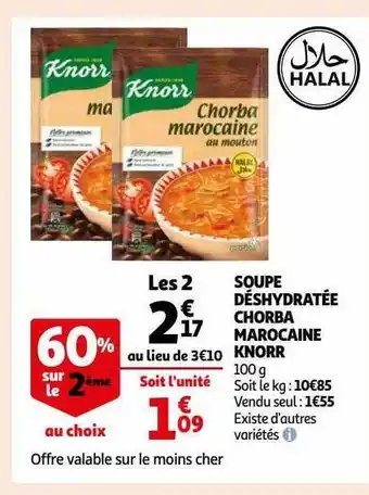 Auchan Soupe déshydratée chorba marocaine knorr offre