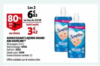 Auchan Adoucissant liquide grand air soupline offre
