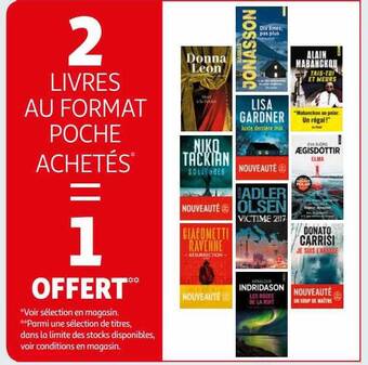 Auchan 2 livres au format poche achetés = 1 offert offre