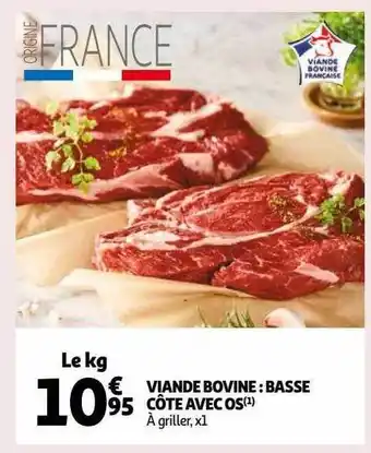 Auchan Viande bovine : basse côte avec os offre