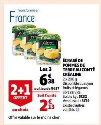 Auchan Écrasé de pommes de terre au comté créaline offre