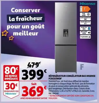 Auchan Réfrigérateur congélateur bas hisense offre