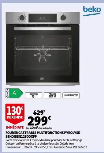 Auchan Four encastrable multifonctions pyrolyse beko offre