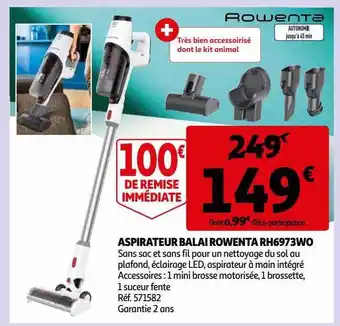 Auchan Aspirateur balai rowenta offre