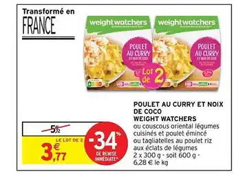 Intermarché Poulet au curry et noix de coco weight watchers offre