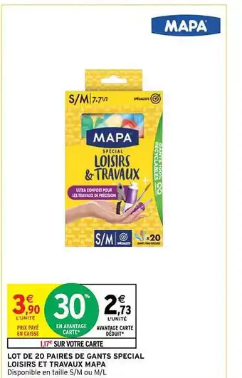 Intermarché Lot de 20 paires de gants spécial loisirs et travaux mapa offre
