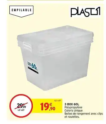 Intermarché 3 box 60l offre