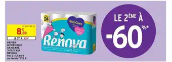 Intermarché Papier hygiénique skincare 3 plis x 24 renova offre