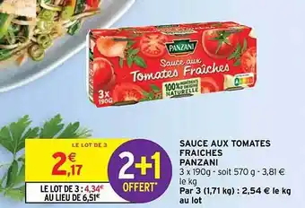Intermarché Sauce aux tomates fraîches panzani offre
