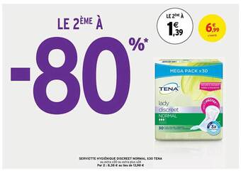 Intermarché Serviette hygiénique discreet normal x30 tena offre
