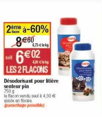 Désodorisant pour litière senteur pin cora
