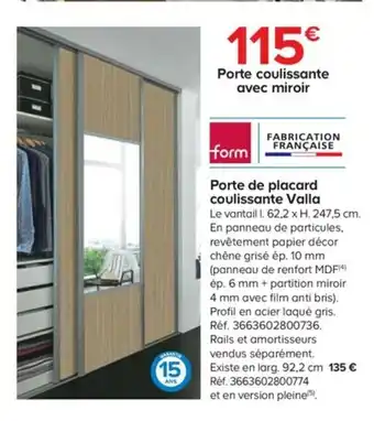 Porte de placard coulissante valla