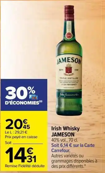 Carrefour Market Irish whisky jameson offre