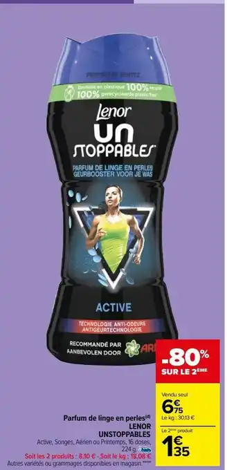 Carrefour Market Parfum de linge en perles lenor unstoppables offre