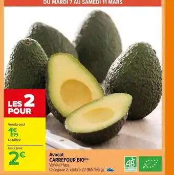 Avocat carrefour bio