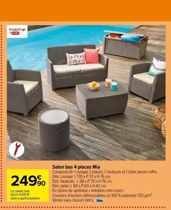 Carrefour Salon bas 4 places mia offre