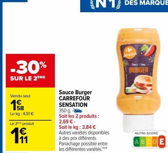 Promo Sauce burger carrefour sensation chez Carrefour Market