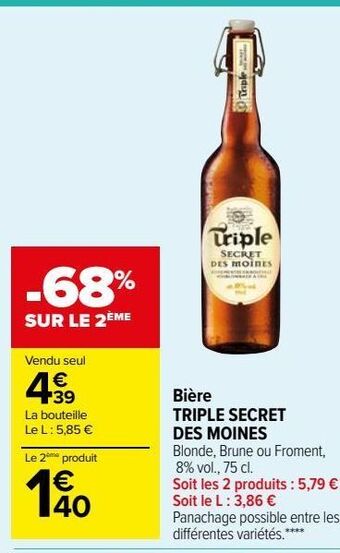 Carrefour Market Bière triple secret des moines offre
