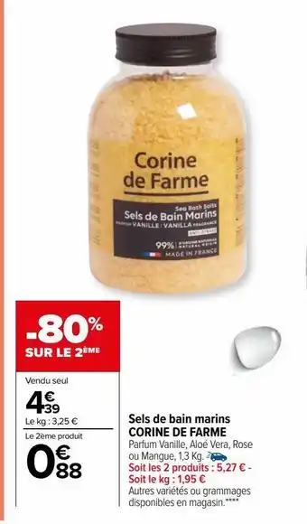 Carrefour Sels de bain marins corine de farme offre