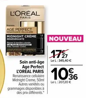 Carrefour Soin anti-âge age perfect l'oreal paris offre