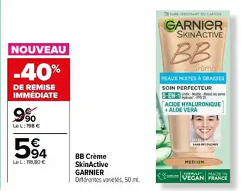Carrefour Bb crème skinactive garnier offre