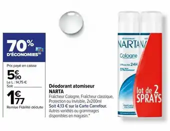 Carrefour Déodorant atomiseur narta offre