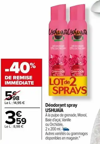 Carrefour Déodorant spray ushuaïa offre