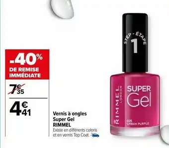 Carrefour Vernis à ongles super gel rimmel offre