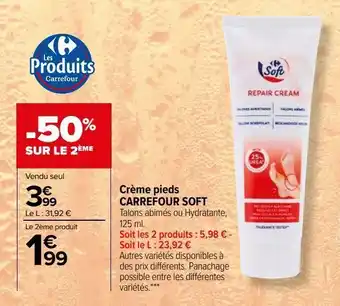 Carrefour Crème pieds carrefour soft offre