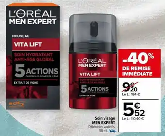 Carrefour Soin visage men expert offre