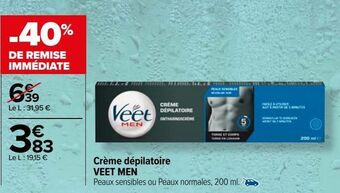 Carrefour Crème dépilatoire veet men offre