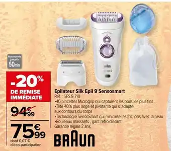 Carrefour Epilateur silk epil 9 sensosmart braun offre