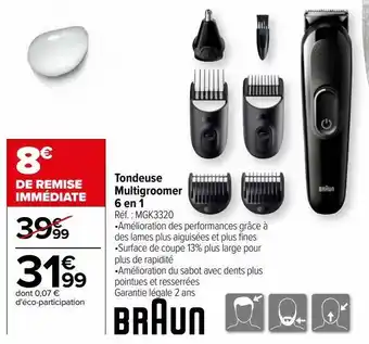 Carrefour Tondeuse multigroomer 6 en 1 braun offre