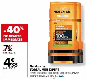 Carrefour Gel douche l'oréal men expert offre