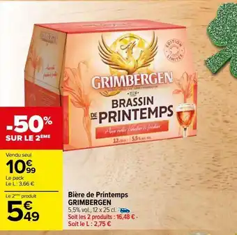 Carrefour Market Bière de printemps grimbergen offre